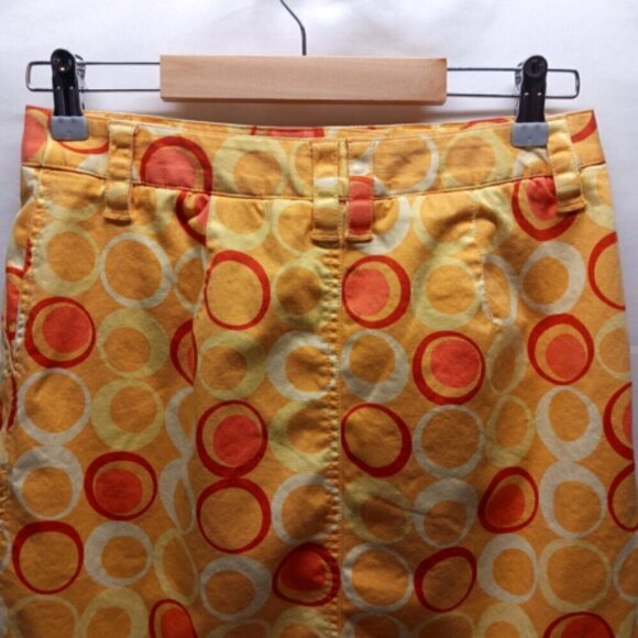 Talbots Ladies Size 6 Orange/Yellow Geo Print A-Line Skirt Cotton Stretch GUC - Picture 5 of 8